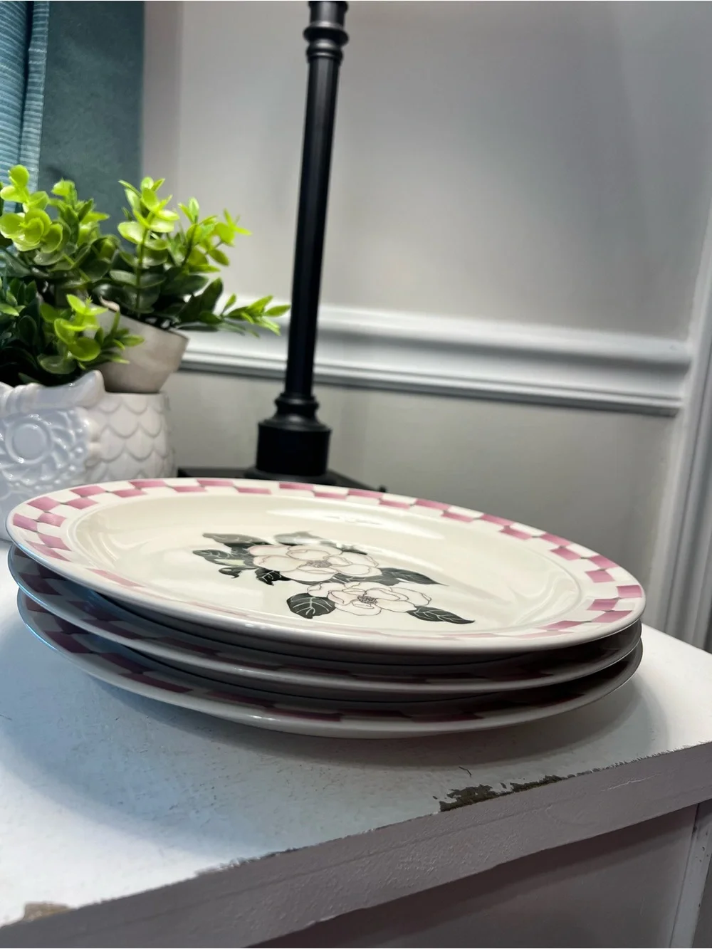 Vintage 1998 Dollar General Magnolia Floral Dinner Plates Set of 3 10”